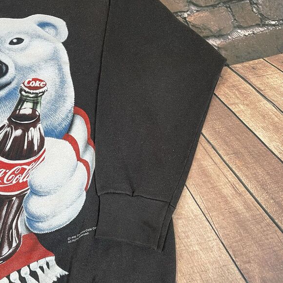 Vintage 1995 Coca Cola Coke Soda Polar Bear Crewneck Sweatshirt Sz L Retro USA - Picture 4 of 14